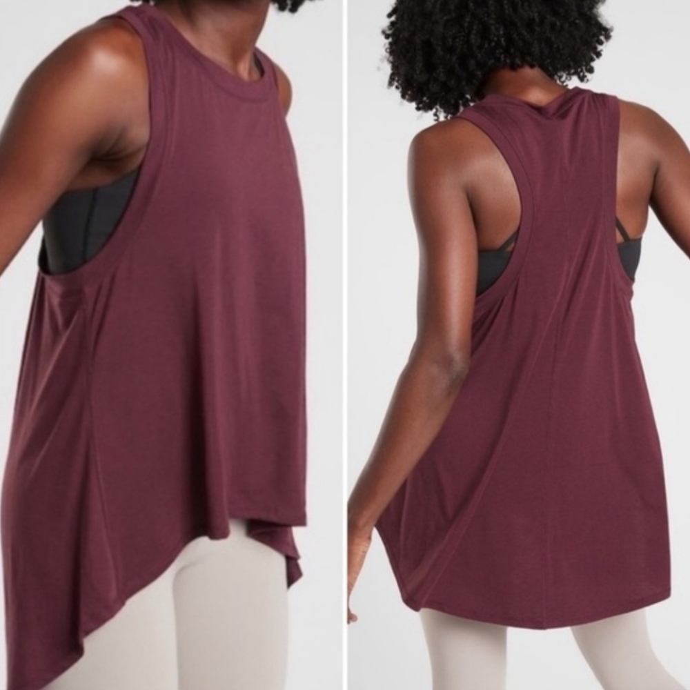 Athleta Burgundy Sleeveless High-Low Tank Top T Shirt XS